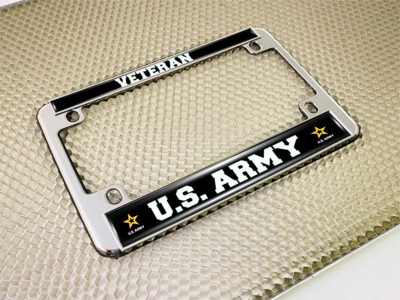 U.S. Army Veteran with Star Logo - Motorcycle Metal License Plate Frame